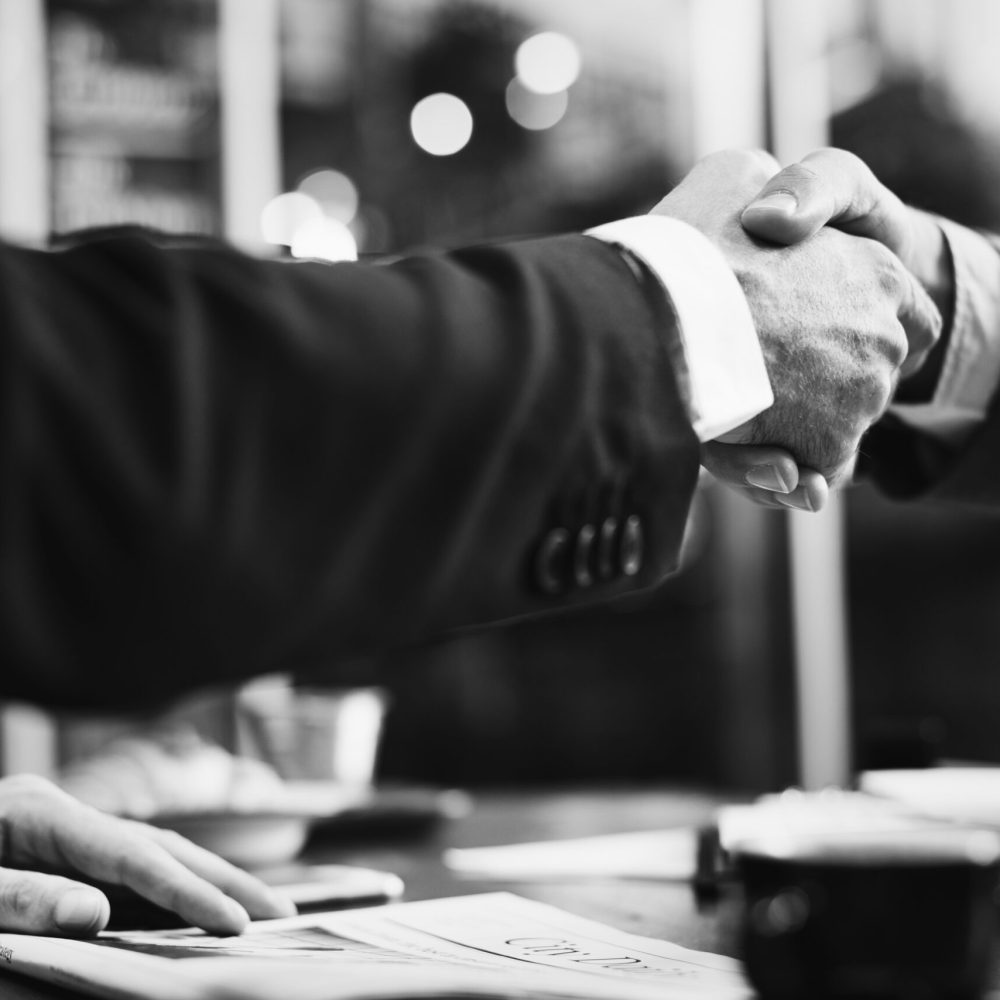 Business agreement through a handshake